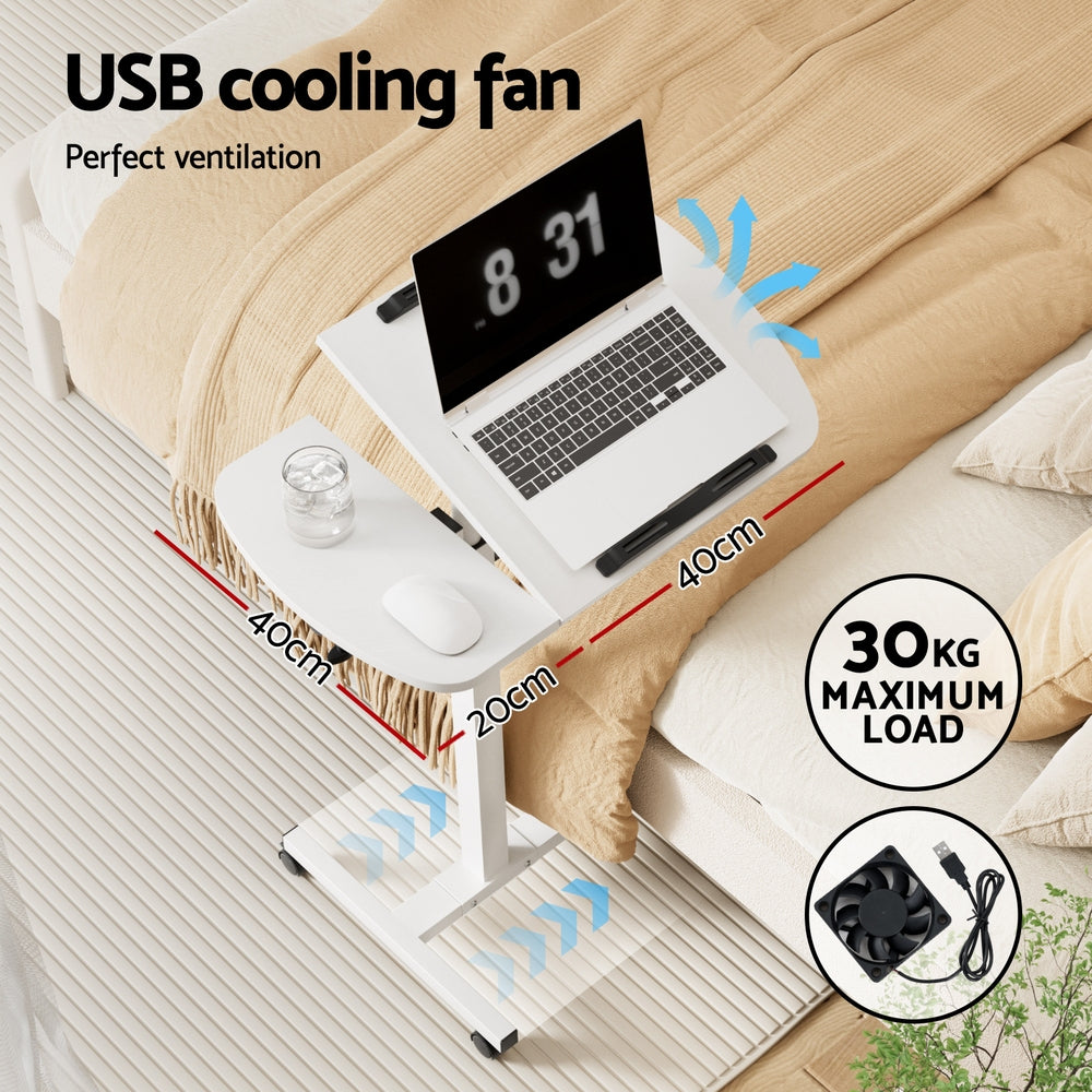 Laptop Stands: Artiss Laptop Desk Table Fan Cooling White 60CM