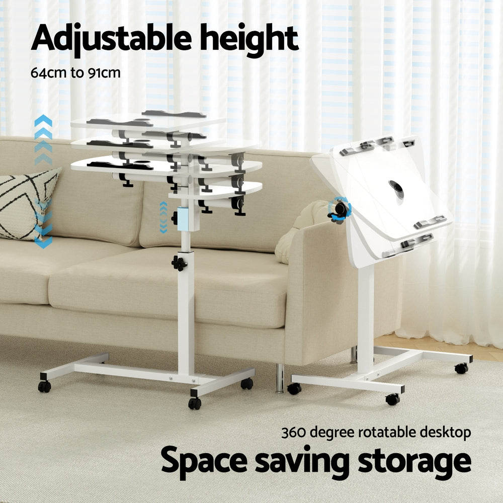 Laptop Stands: Artiss Laptop Desk Table Fan Cooling White 60CM