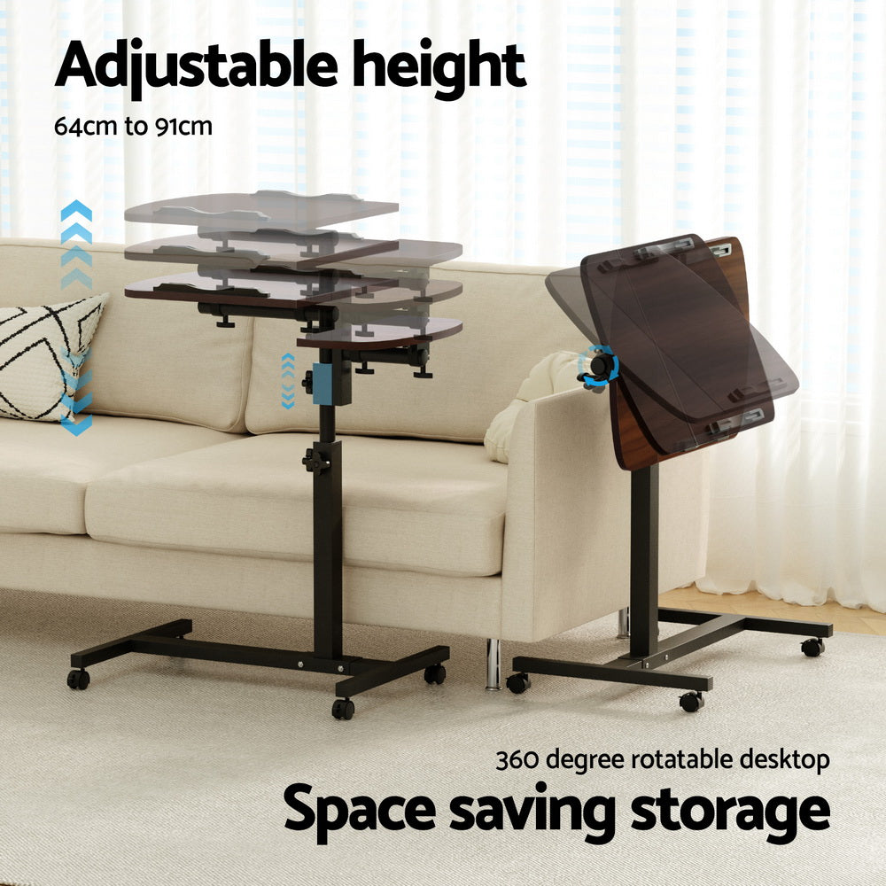 Laptop Stands: Artiss Laptop Desk Table Fan Cooling Walnut 60CM