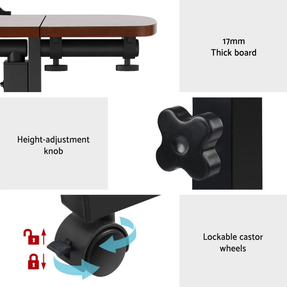 Laptop Stands: Artiss Laptop Desk Table Fan Cooling Walnut 60CM