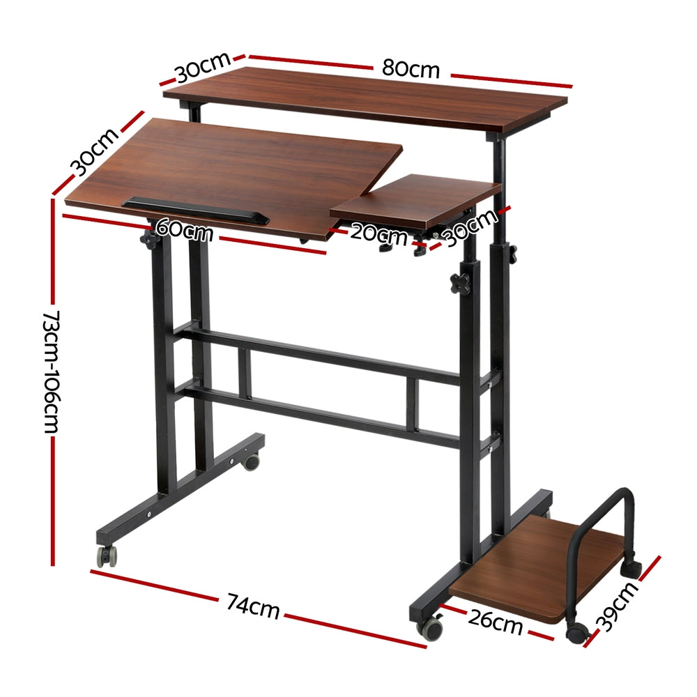 Desks: Artiss Laptop Desk Table Adjustable Dark Wood 80CM