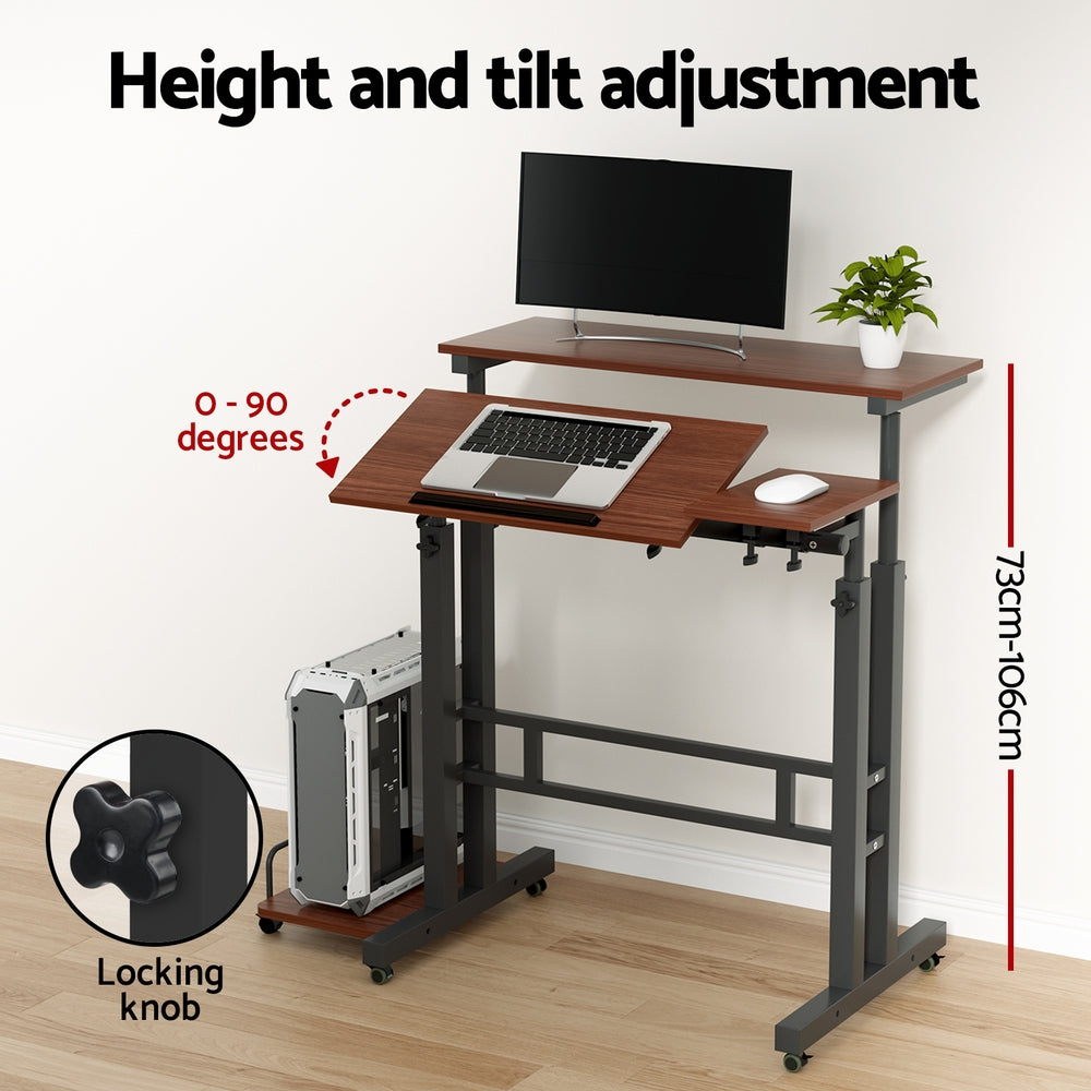 Desks: Artiss Laptop Desk Table Adjustable Dark Wood 80CM