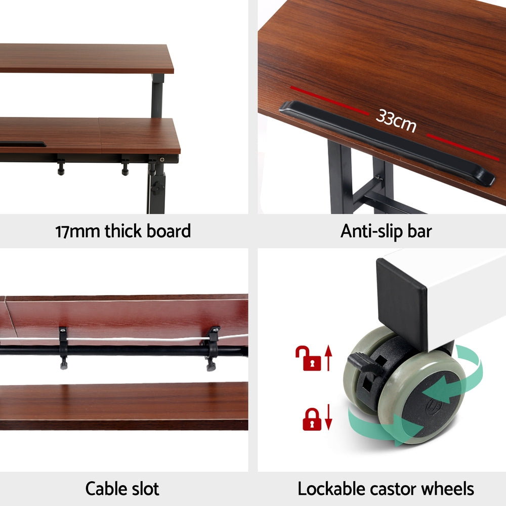 Desks: Artiss Laptop Desk Table Adjustable Dark Wood 80CM