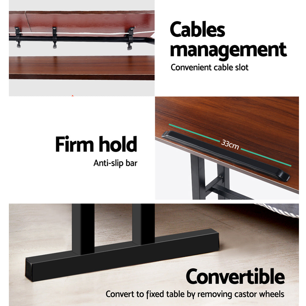 Desks: Artiss Laptop Desk Table Adjustable Dark Wood 80CM