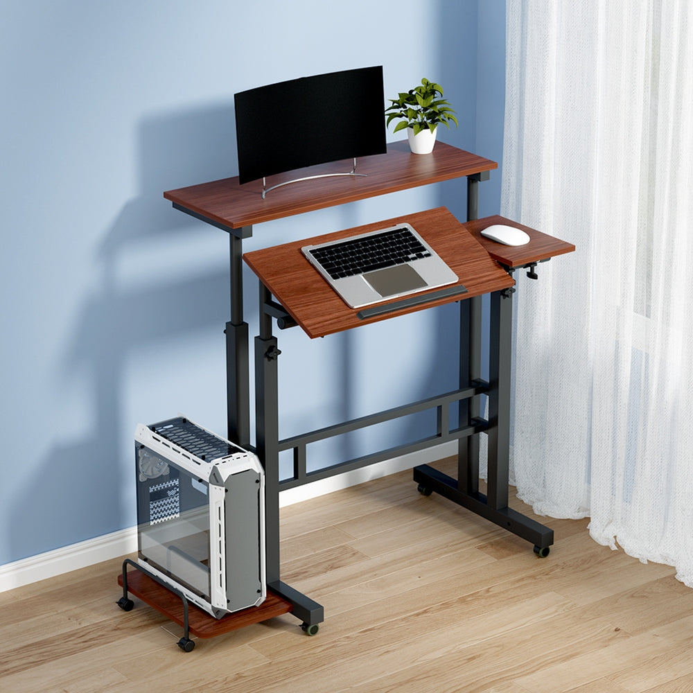 Desks: Artiss Laptop Desk Table Adjustable Dark Wood 80CM