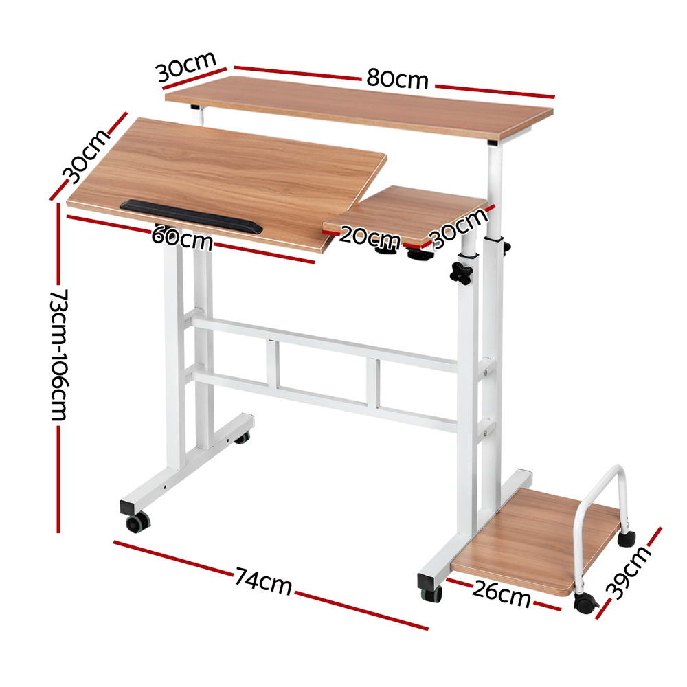 Desks: Artiss Laptop Desk Table Adjustable Light Wood 80CM