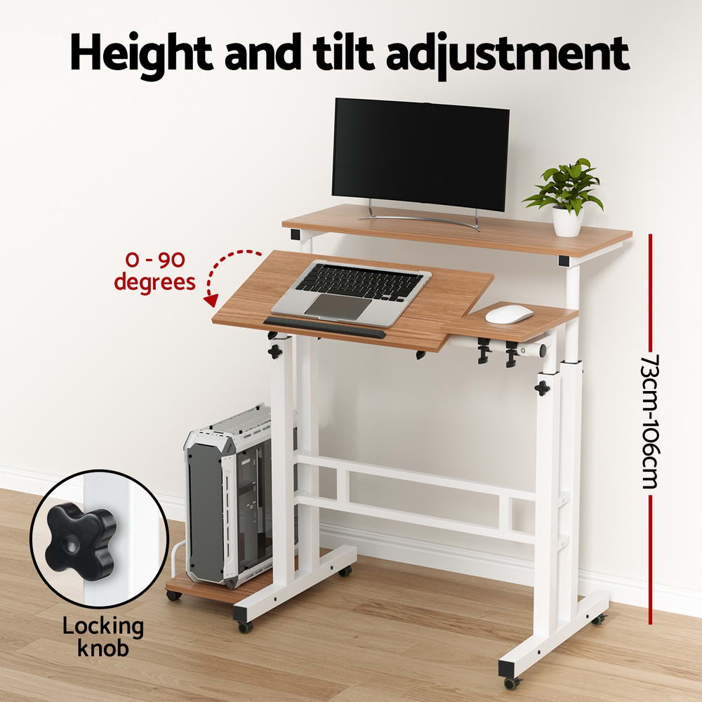 Desks: Artiss Laptop Desk Table Adjustable Light Wood 80CM