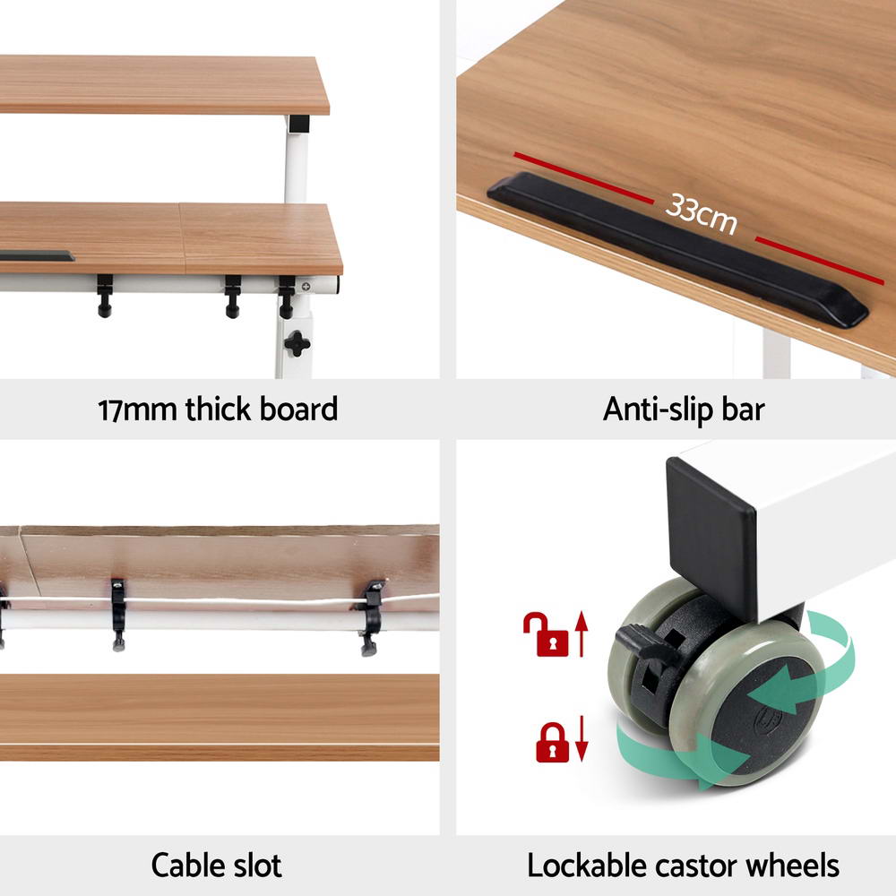 Desks: Artiss Laptop Desk Table Adjustable Light Wood 80CM