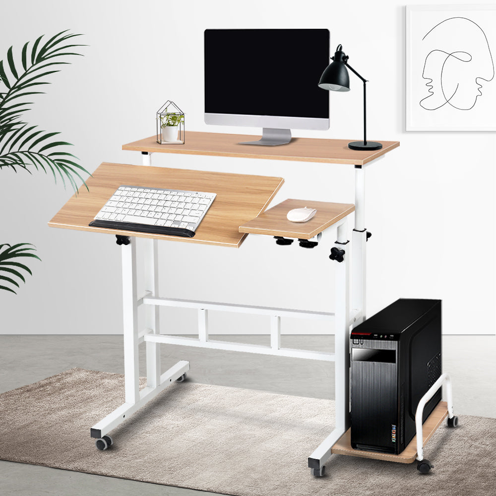Desks: Artiss Laptop Desk Table Adjustable Light Wood 80CM
