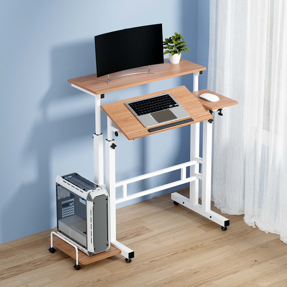 Desks: Artiss Laptop Desk Table Adjustable Light Wood 80CM