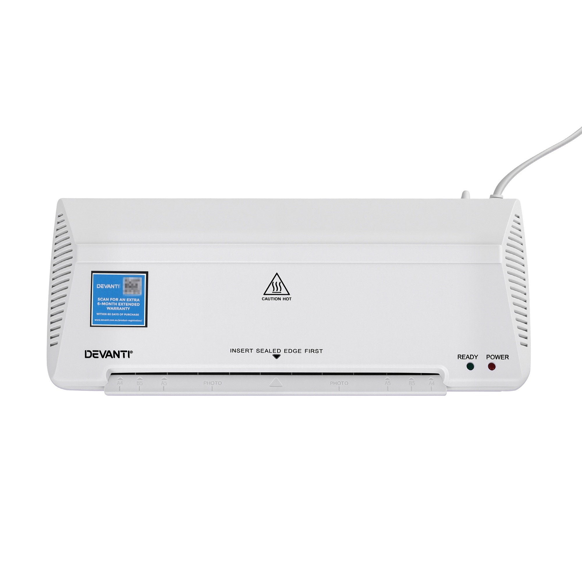 Laminators: Devanti A4 Laminator Machine, Hot & Cold Thermal Fast Lamination Anti-Jam Laminator for Office School Home Document Photo Card Handmade A4 A5 A6, White