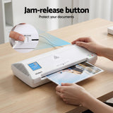 Laminators: Devanti A4 Laminator Machine, Hot & Cold Thermal Fast Lamination Anti-Jam Laminator for Office School Home Document Photo Card Handmade A4 A5 A6, White