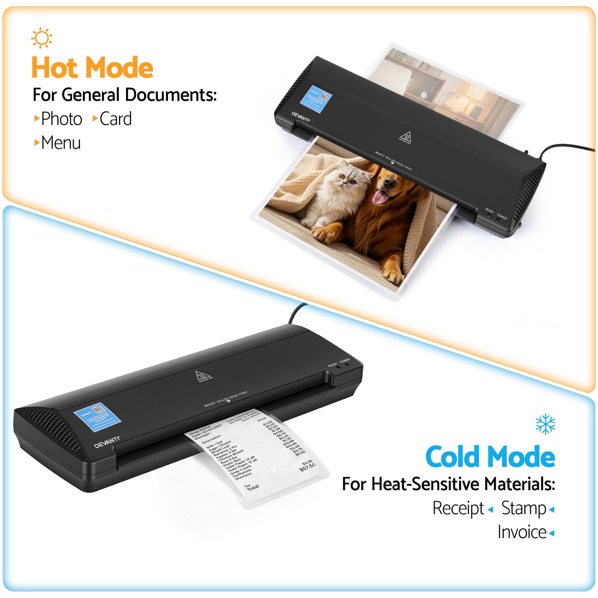 Laminators: Devanti A3 Laminator Machine, Hot & Cold Thermal Fast Lamination Anti-Jam Laminator for Office School Home Document Photo Card Handmade A3 A4 A5 A6, Black