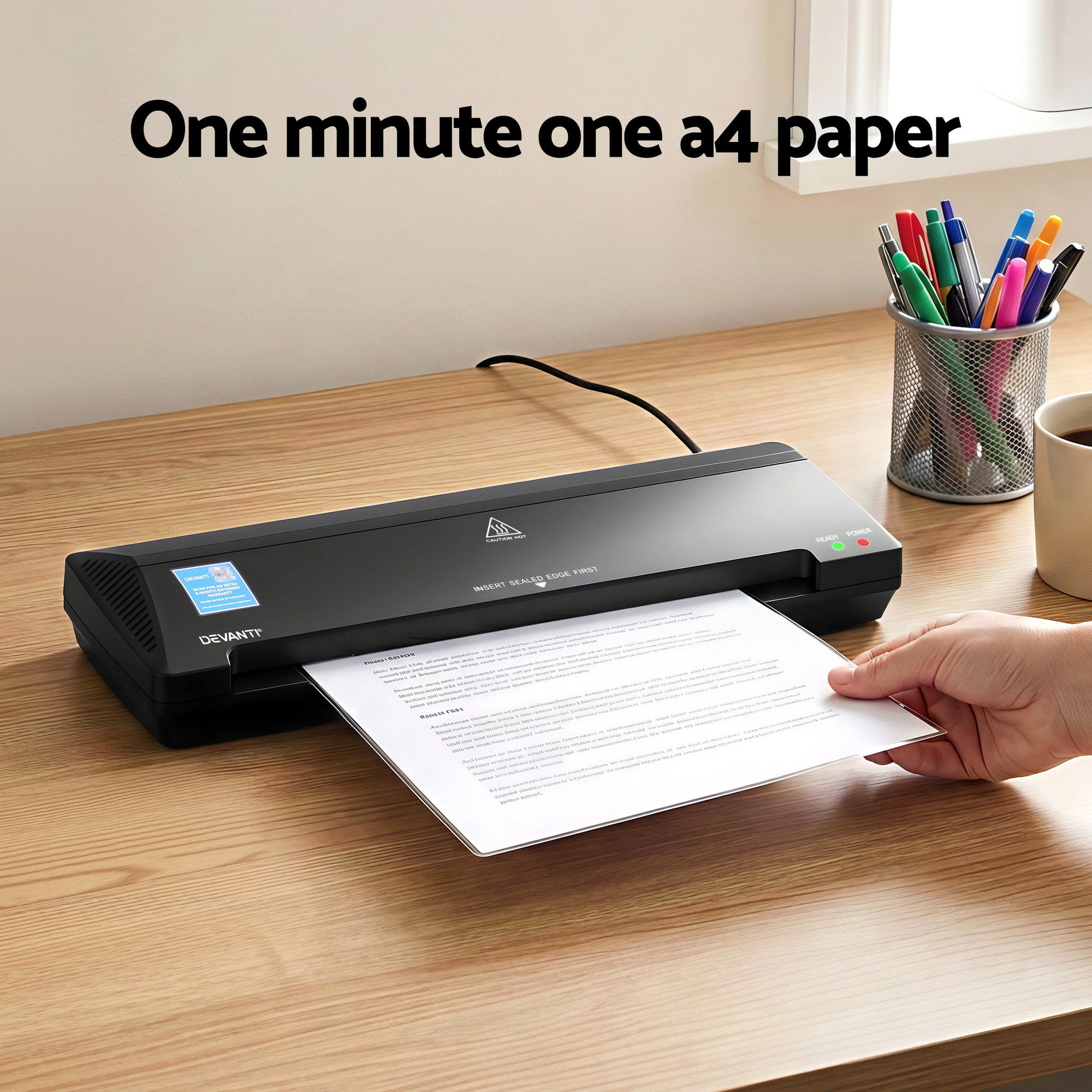 Laminators: Devanti A3 Laminator Machine, Hot & Cold Thermal Fast Lamination Anti-Jam Laminator for Office School Home Document Photo Card Handmade A3 A4 A5 A6, Black