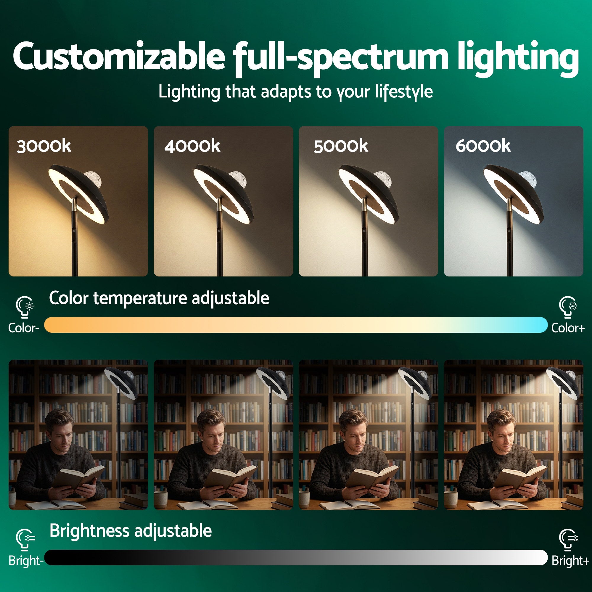 Artiss 2-in-1 LED Floor Lamp with Galaxy Projector &Remote, 178cm Tall Torchiere Standing Light with Dynamic RGB Aurora Stepless 4 Colour Temperatures, 1H Timer for Living Room, Bedroom Kids Room