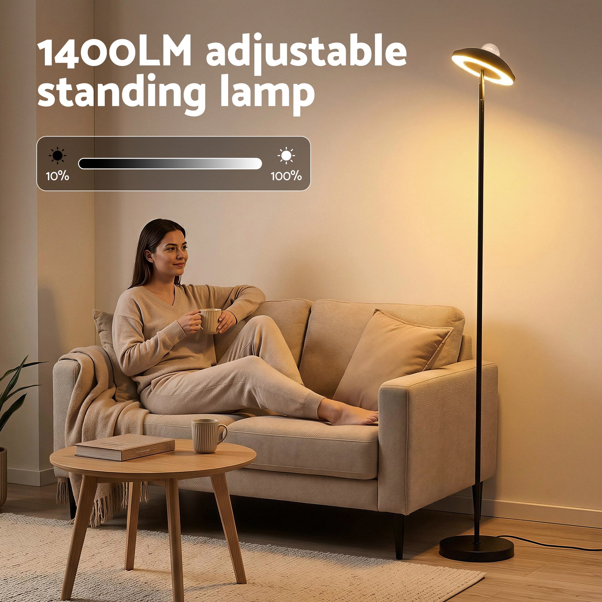 Artiss 2-in-1 LED Floor Lamp with Galaxy Projector &Remote, 178cm Tall Torchiere Standing Light with Dynamic RGB Aurora Stepless 4 Colour Temperatures, 1H Timer for Living Room, Bedroom Kids Room