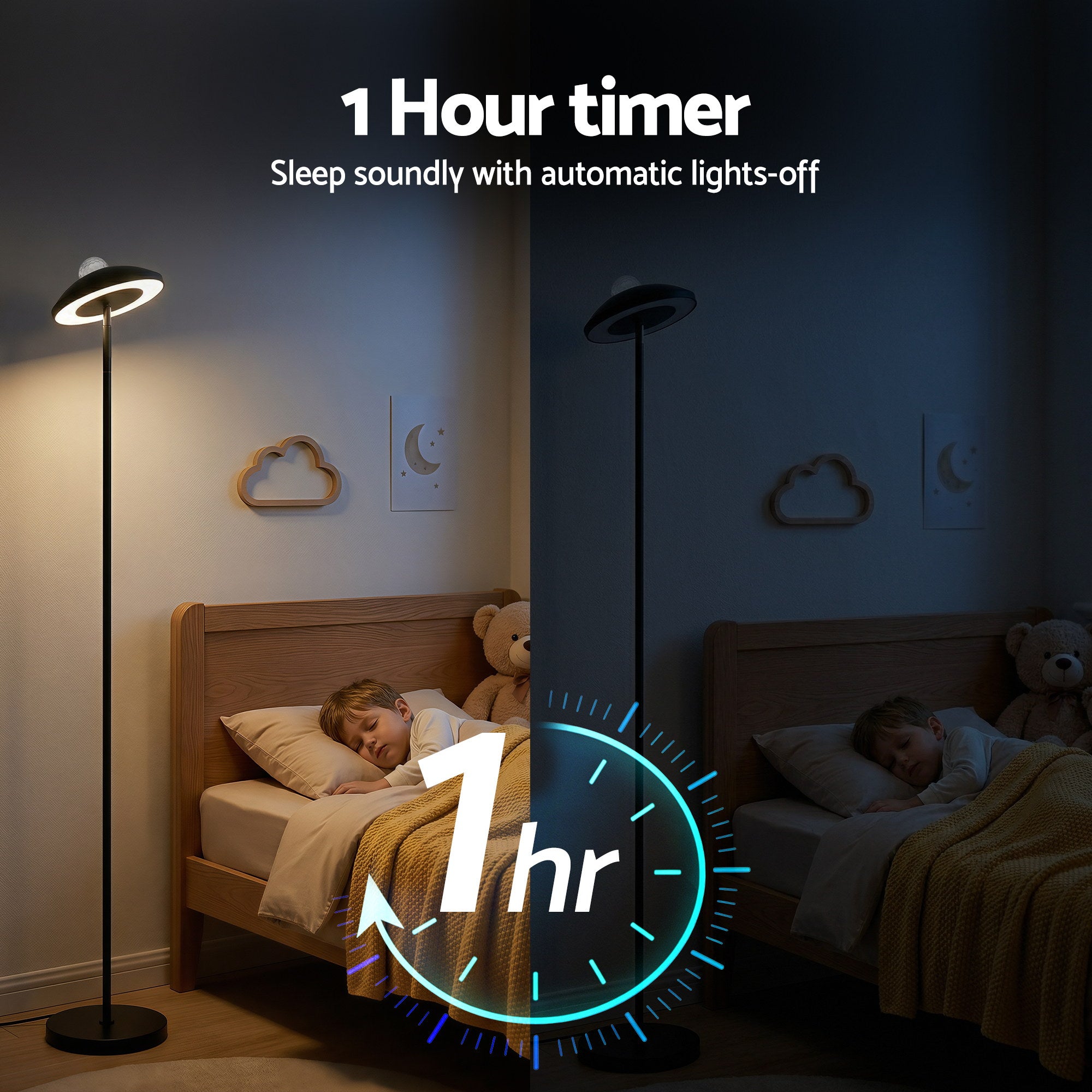 Artiss 2-in-1 LED Floor Lamp with Galaxy Projector &Remote, 178cm Tall Torchiere Standing Light with Dynamic RGB Aurora Stepless 4 Colour Temperatures, 1H Timer for Living Room, Bedroom Kids Room