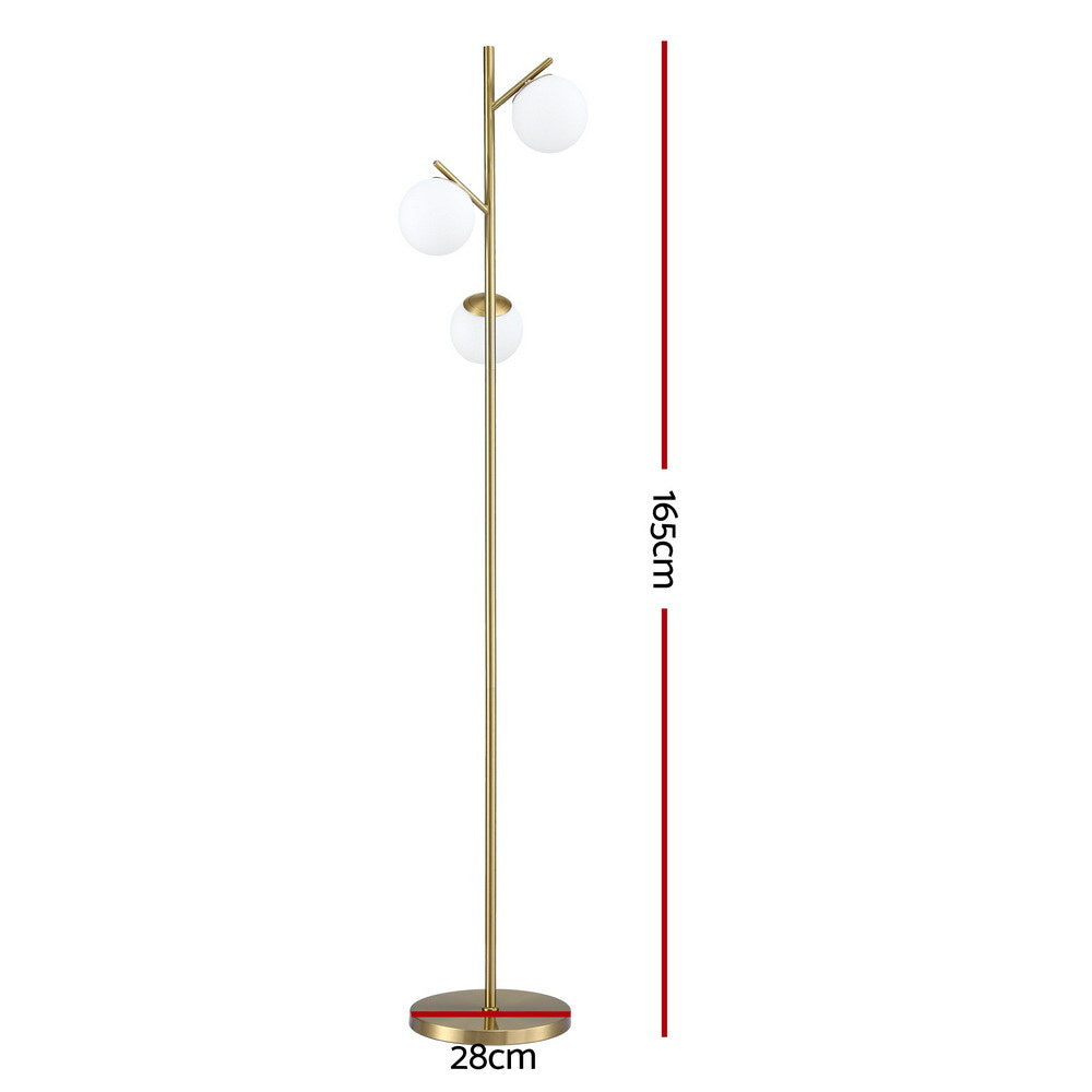 Floor Lamps: Artiss 3-Light Tree Floor Lamp 165cm Tall Standing Light with Sphere Glass Shades for Modern Homes