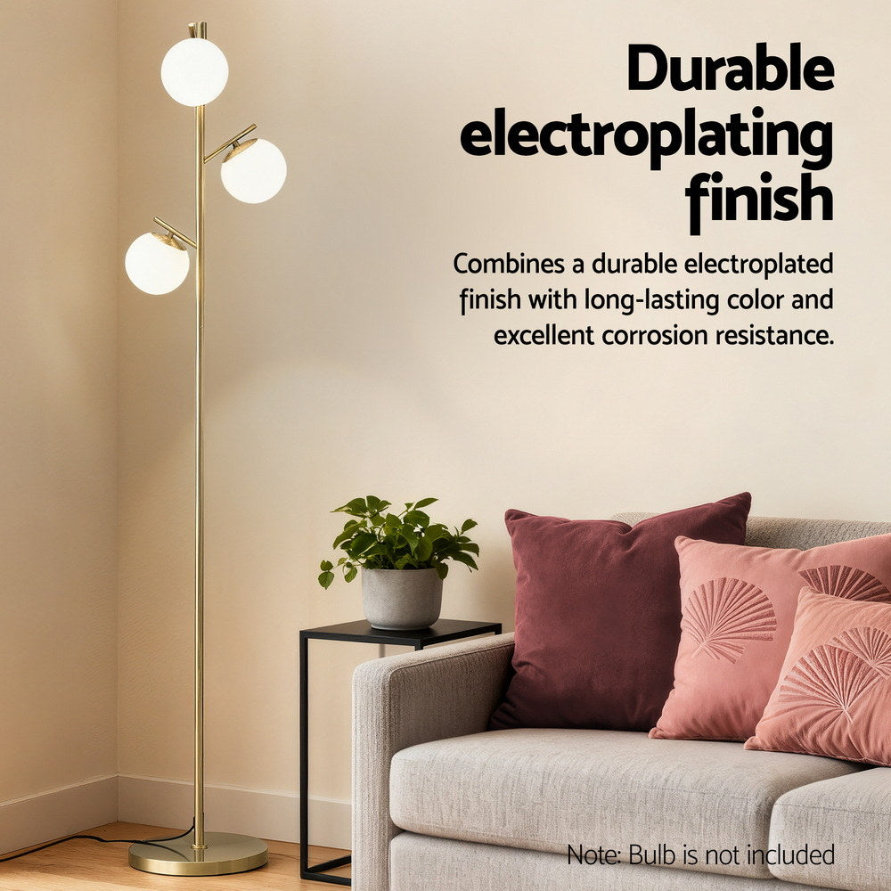 Floor Lamps: Artiss 3-Light Tree Floor Lamp 165cm Tall Standing Light with Sphere Glass Shades for Modern Homes