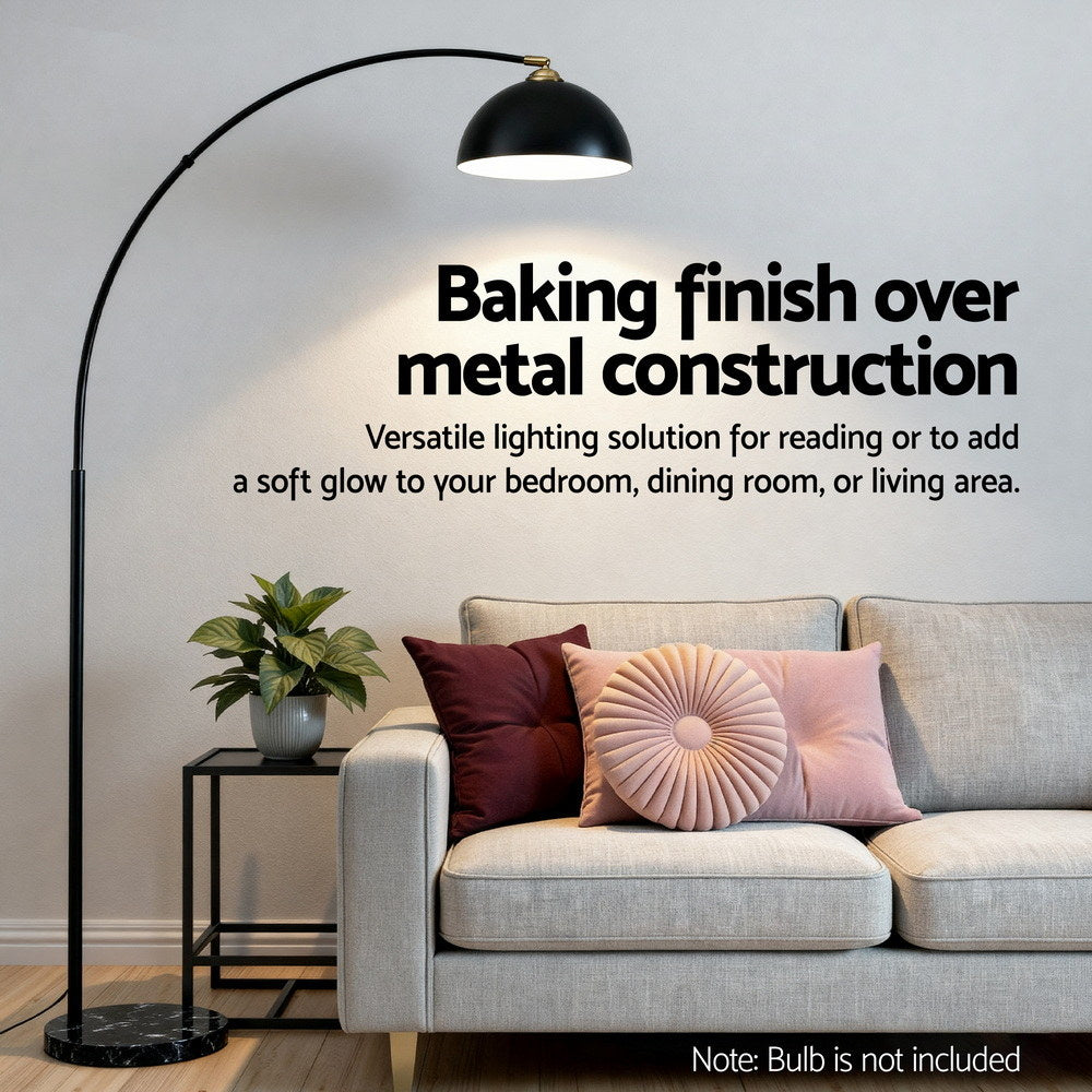Floor Lamps: Artiss Modern Arched Floor Lamp Black Standing Heavy-Duty Marble Base for Living Room Bedroom
