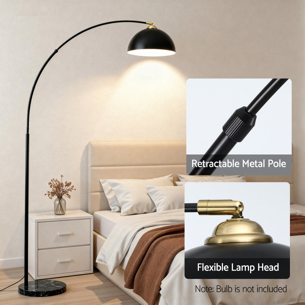 Floor Lamps: Artiss Modern Arched Floor Lamp Black Standing Heavy-Duty Marble Base for Living Room Bedroom
