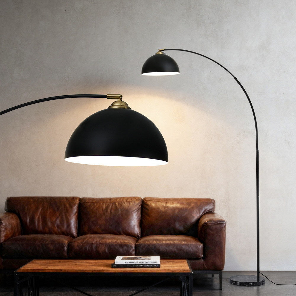 Floor Lamps: Artiss Modern Arched Floor Lamp Black Standing Heavy-Duty Marble Base for Living Room Bedroom