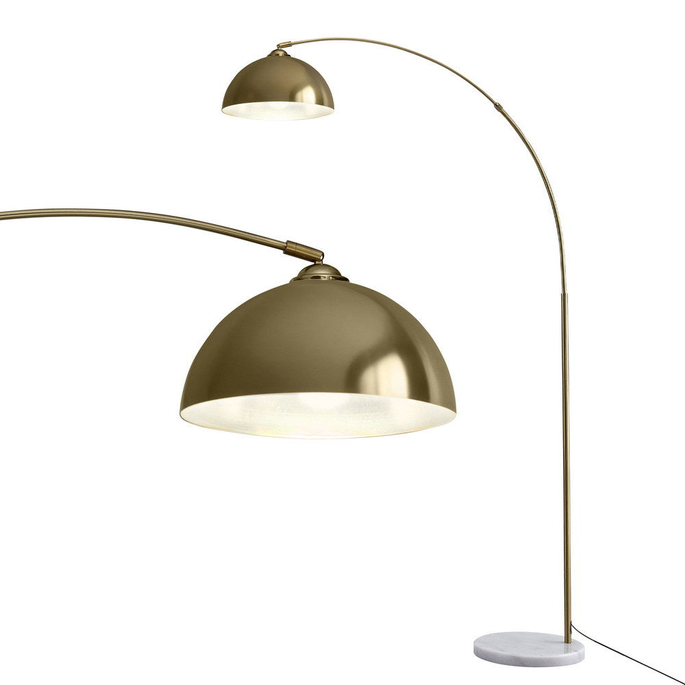 Floor Lamps: Artiss Modern Arched Floor Lamp Gold Brass Standing Heavy-Duty Marble Base for Living Room Bedroom