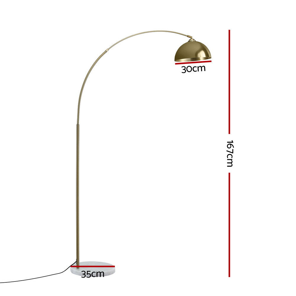 Floor Lamps: Artiss Modern Arched Floor Lamp Gold Brass Standing Heavy-Duty Marble Base for Living Room Bedroom