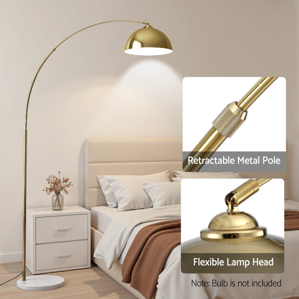 Floor Lamps: Artiss Modern Arched Floor Lamp Gold Brass Standing Heavy-Duty Marble Base for Living Room Bedroom