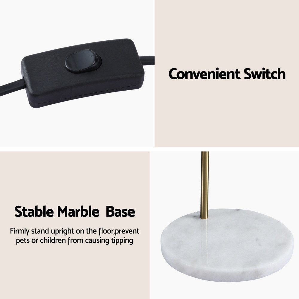 Floor Lamps: Artiss Modern Arched Floor Lamp Gold Brass Standing Heavy-Duty Marble Base for Living Room Bedroom