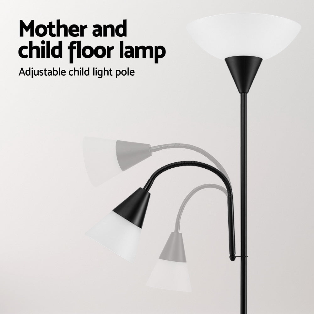 Floor Lamps: Artiss Floor Lamp Mother and Child Modern Home Living Room Office Reading Black