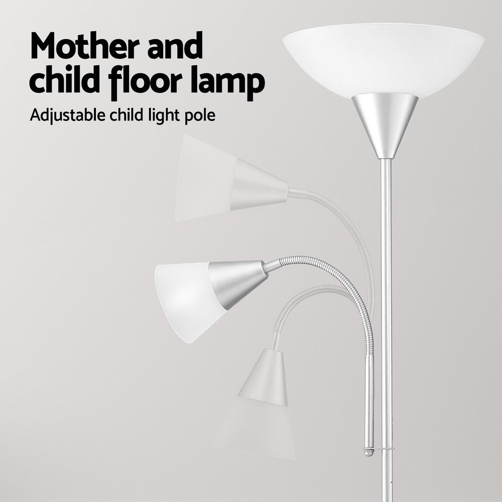 Floor Lamps: Artiss Floor Lamp Mother and Child Modern Home Living Room Office Reading Silver