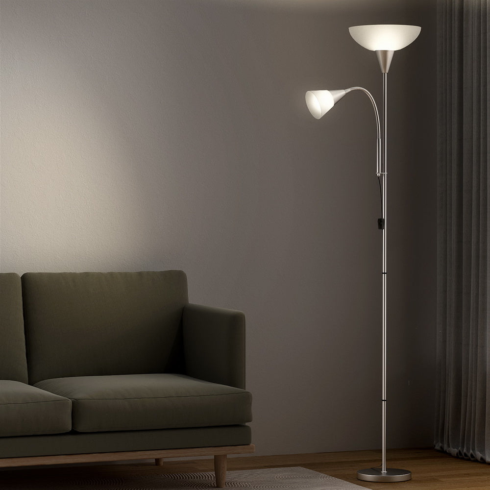 Floor Lamps: Artiss Floor Lamp Mother and Child Modern Home Living Room Office Reading Silver