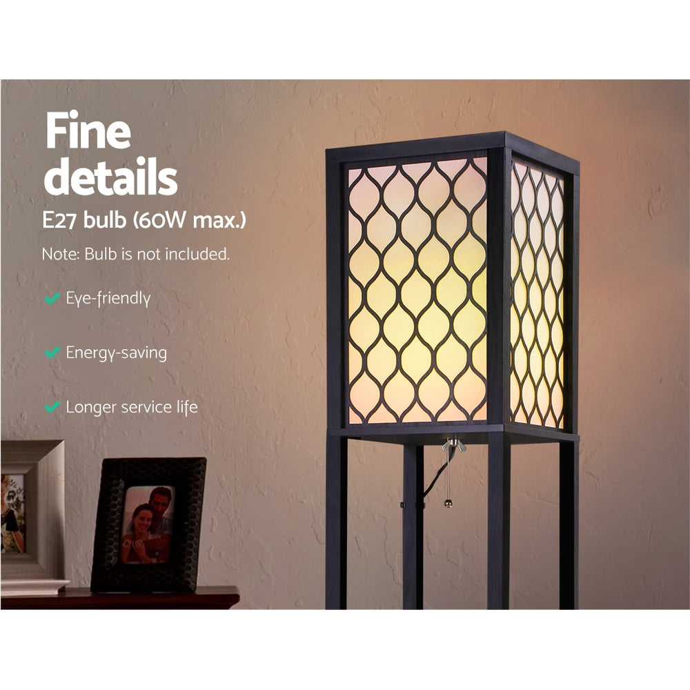 Floor Lamps: Artiss Floor Lamp 3 Tier Shelf Storage LED Light Stand Home Room Pattern Black