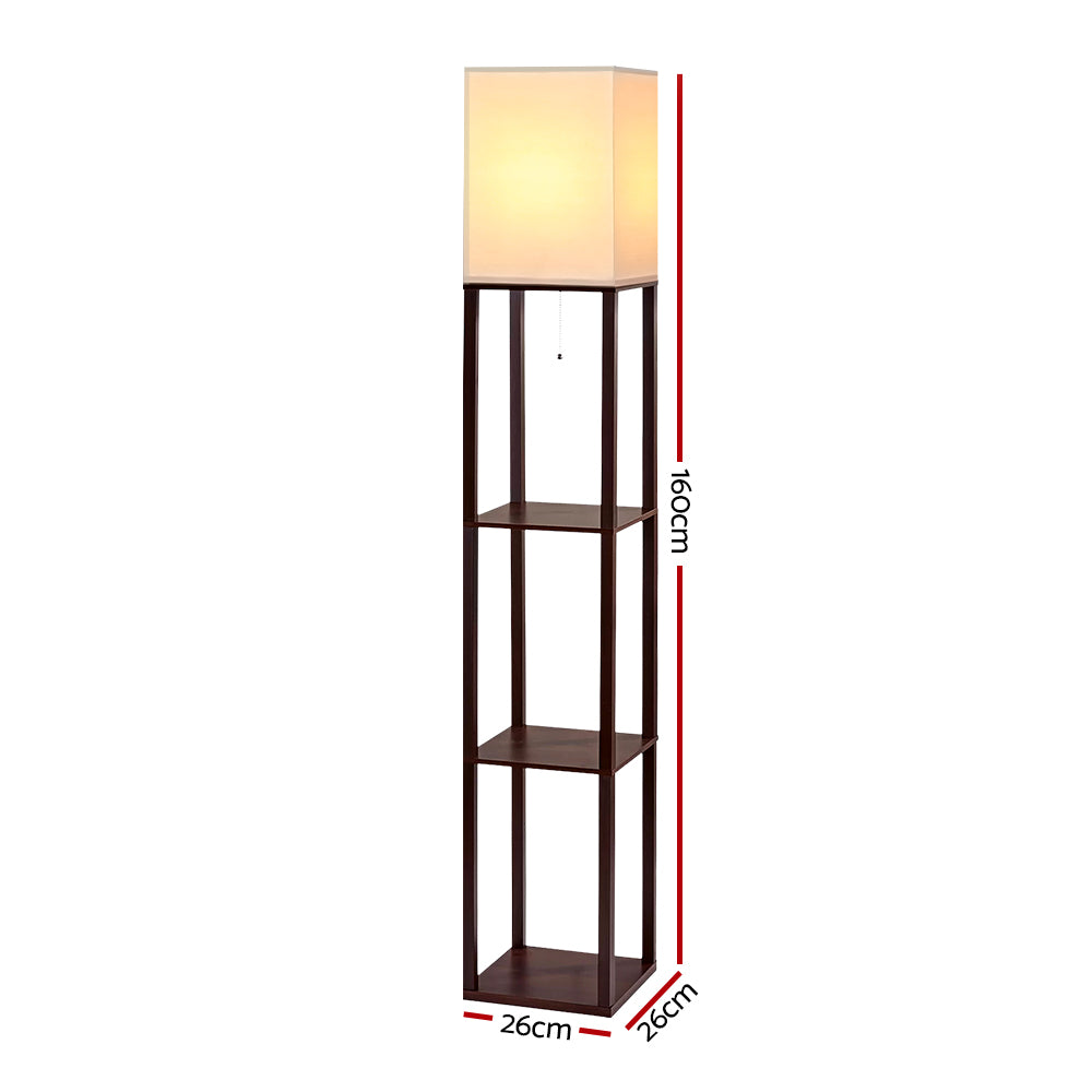 Floor Lamps: Artiss Floor Lamp 3 Tier Shelf Storage LED Light Stand Home Room Vintage White