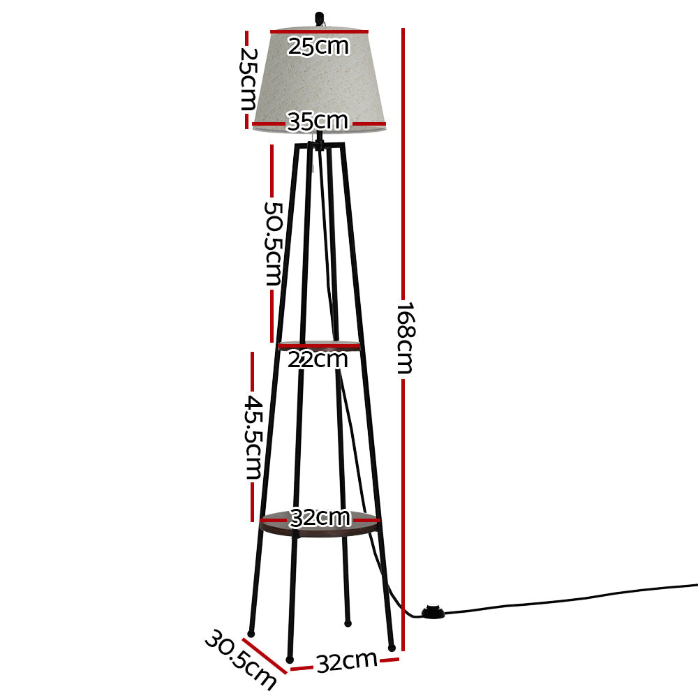 Floor Lamps: Artiss Floor Lamp 2 Tier Shelf Storage LED Light Stand Home Living Room Upright