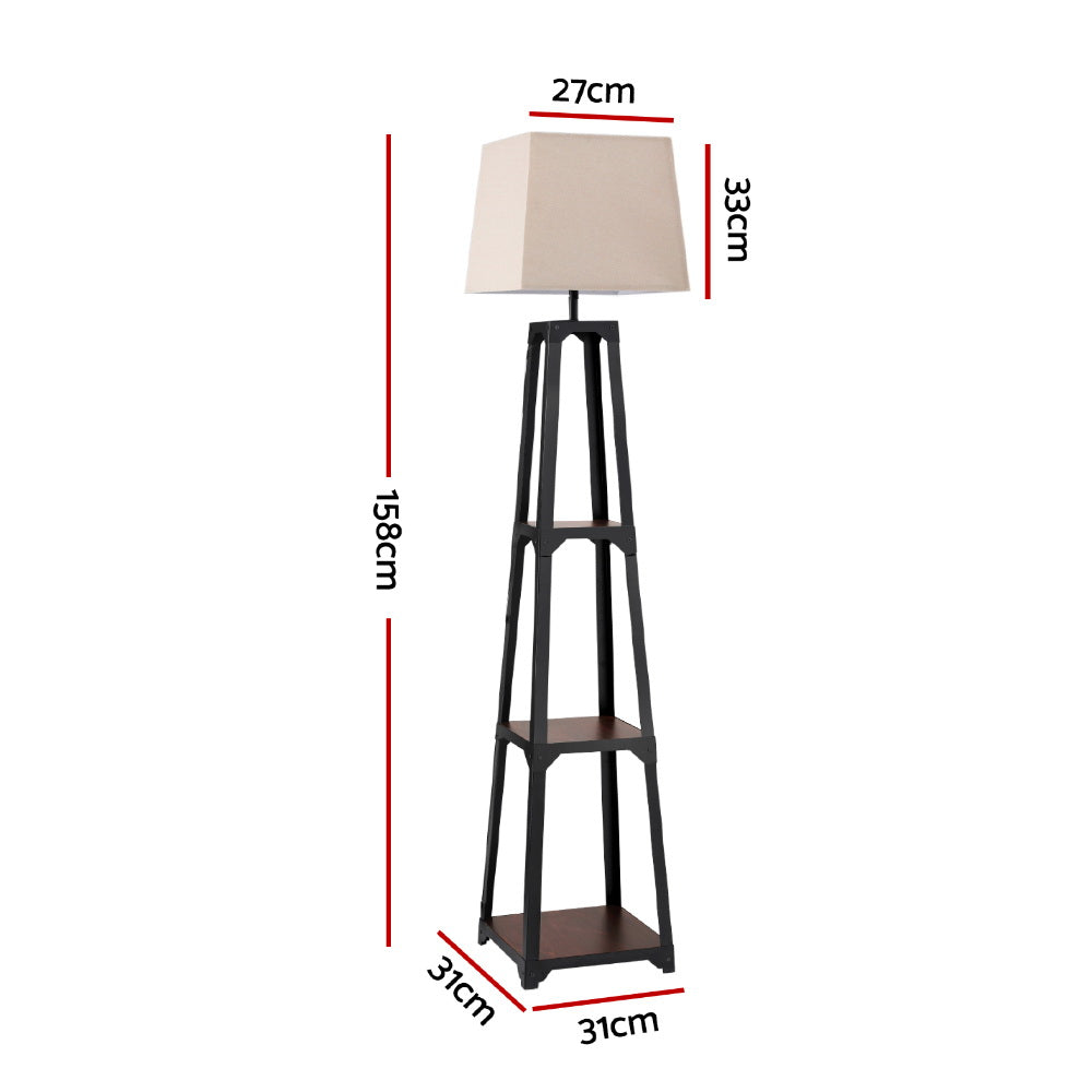 Floor Lamps: Artiss Floor Lamp 3 Tier Shelf Storage LED Light Stand Home Room Vintage White