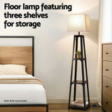 Floor Lamps: Artiss Floor Lamp 3 Tier Shelf Storage LED Light Stand Home Room Vintage White