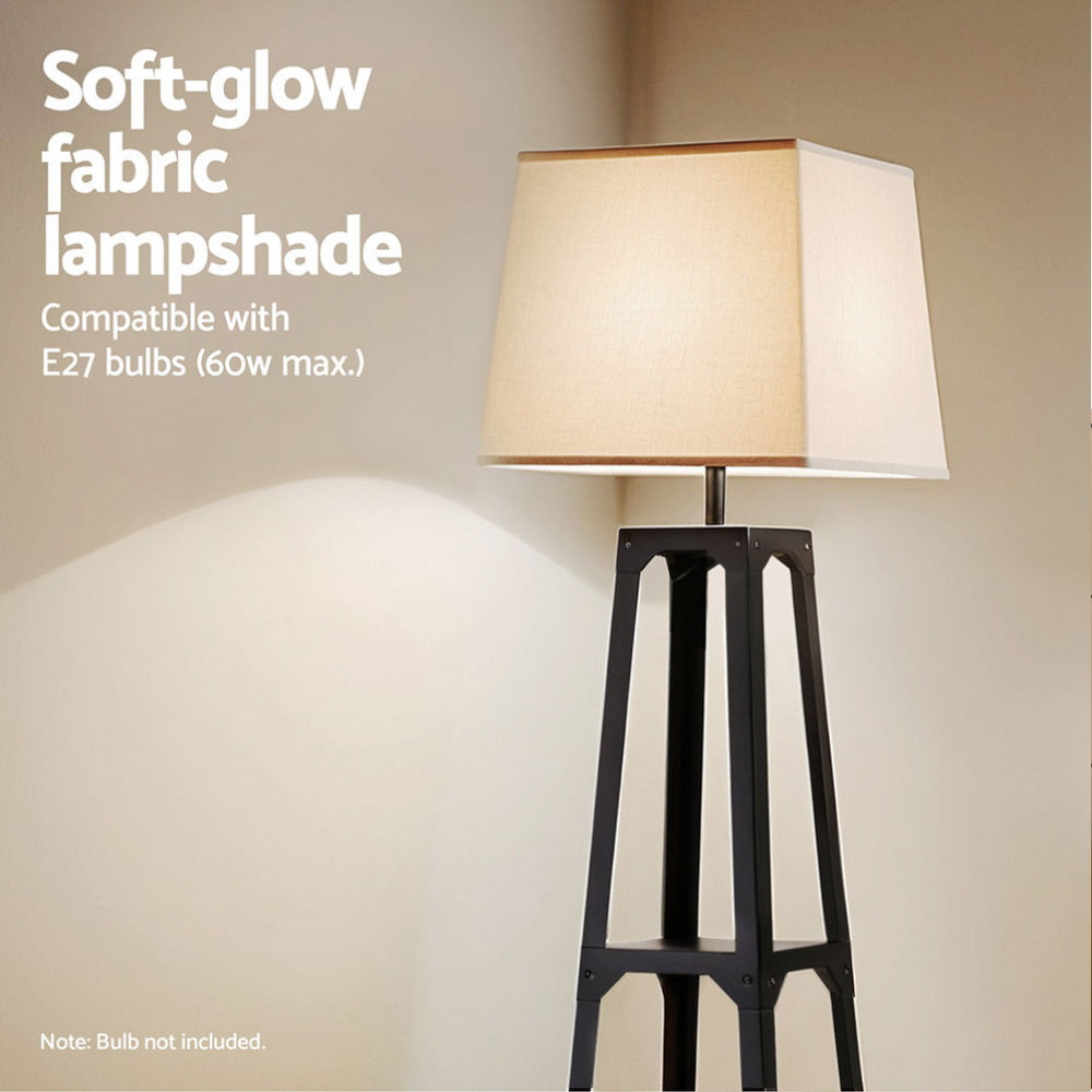 Floor Lamps: Artiss Floor Lamp 3 Tier Shelf Storage LED Light Stand Home Room Vintage White