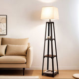 Floor Lamps: Artiss Floor Lamp 3 Tier Shelf Storage LED Light Stand Home Room Vintage White