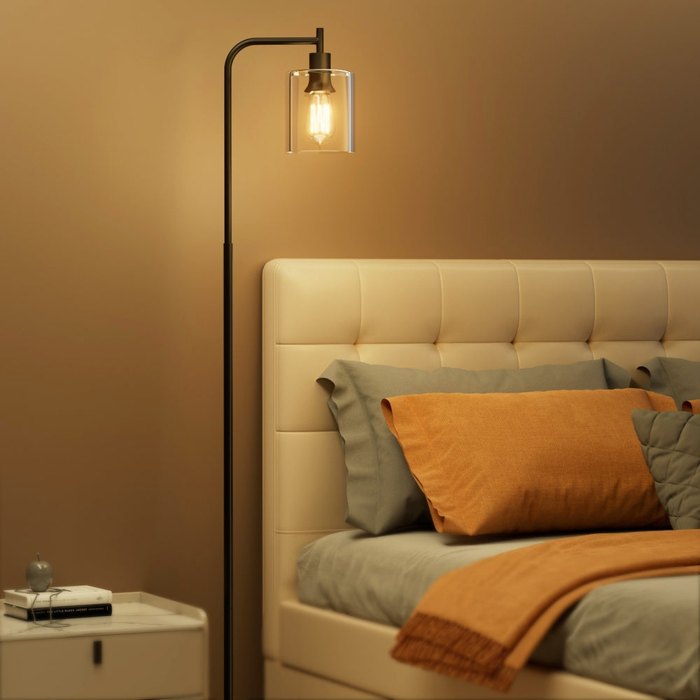 Floor Lamps: Artiss Floor Lamp Light Stand Modern Home Living Room Office Reading Glass Shade Black