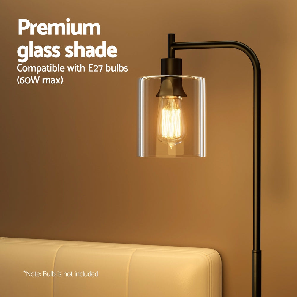 Floor Lamps: Artiss Floor Lamp Light Stand Modern Home Living Room Office Reading Glass Shade Black