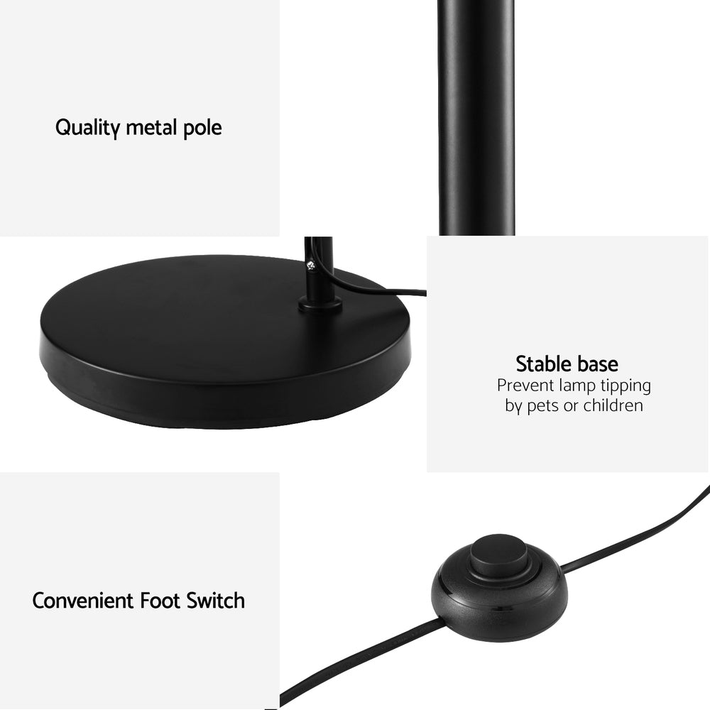 Floor Lamps: Artiss Floor Lamp Light Stand Modern Home Living Room Office Reading Glass Shade Black