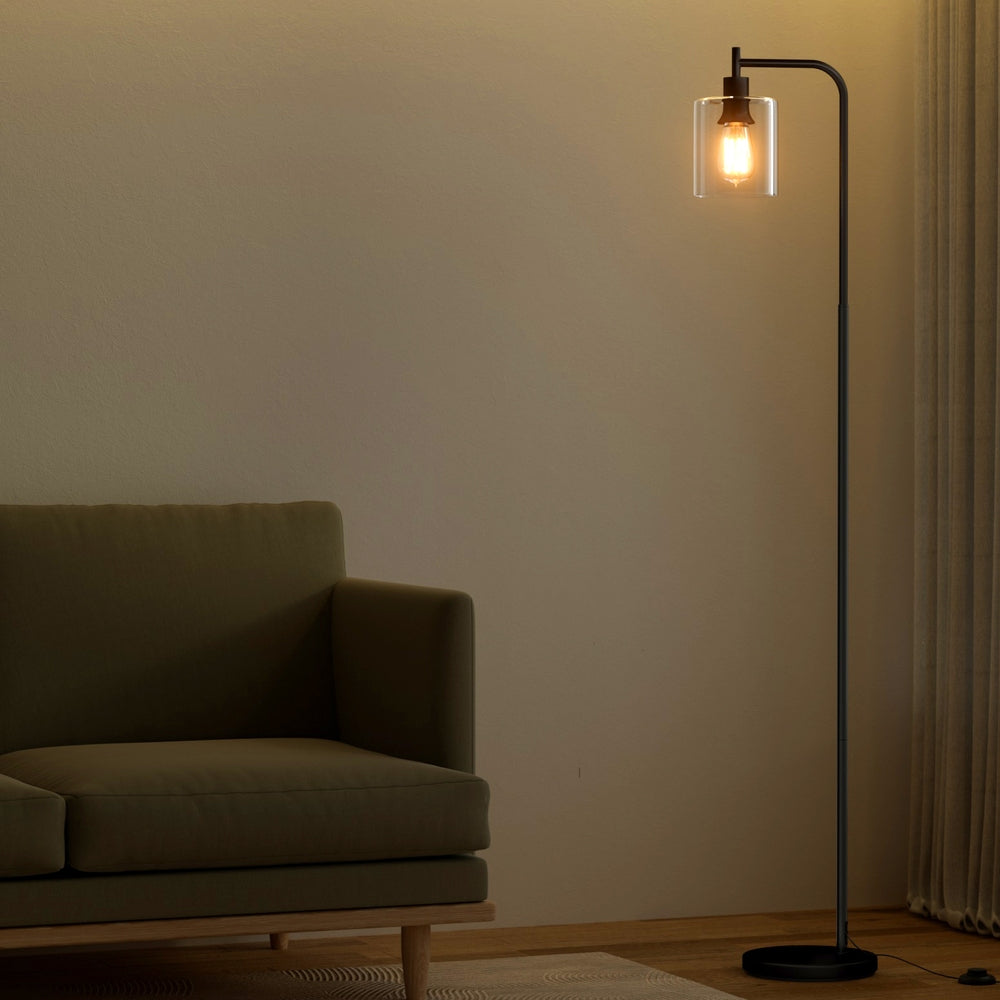 Floor Lamps: Artiss Floor Lamp Light Stand Modern Home Living Room Office Reading Glass Shade Black