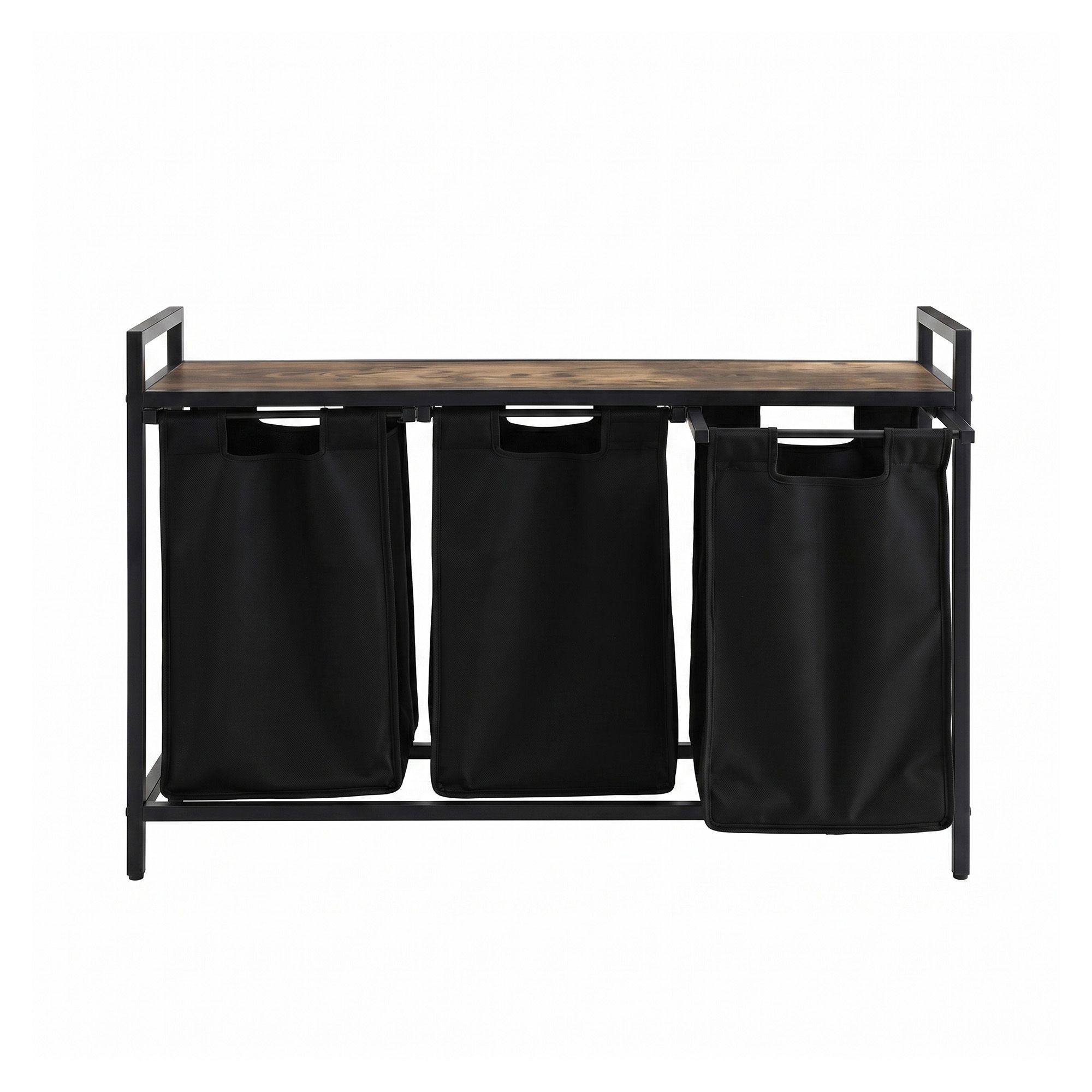 Artiss Laundry Basket with 3 Pull-out Bags Metal Frame Black