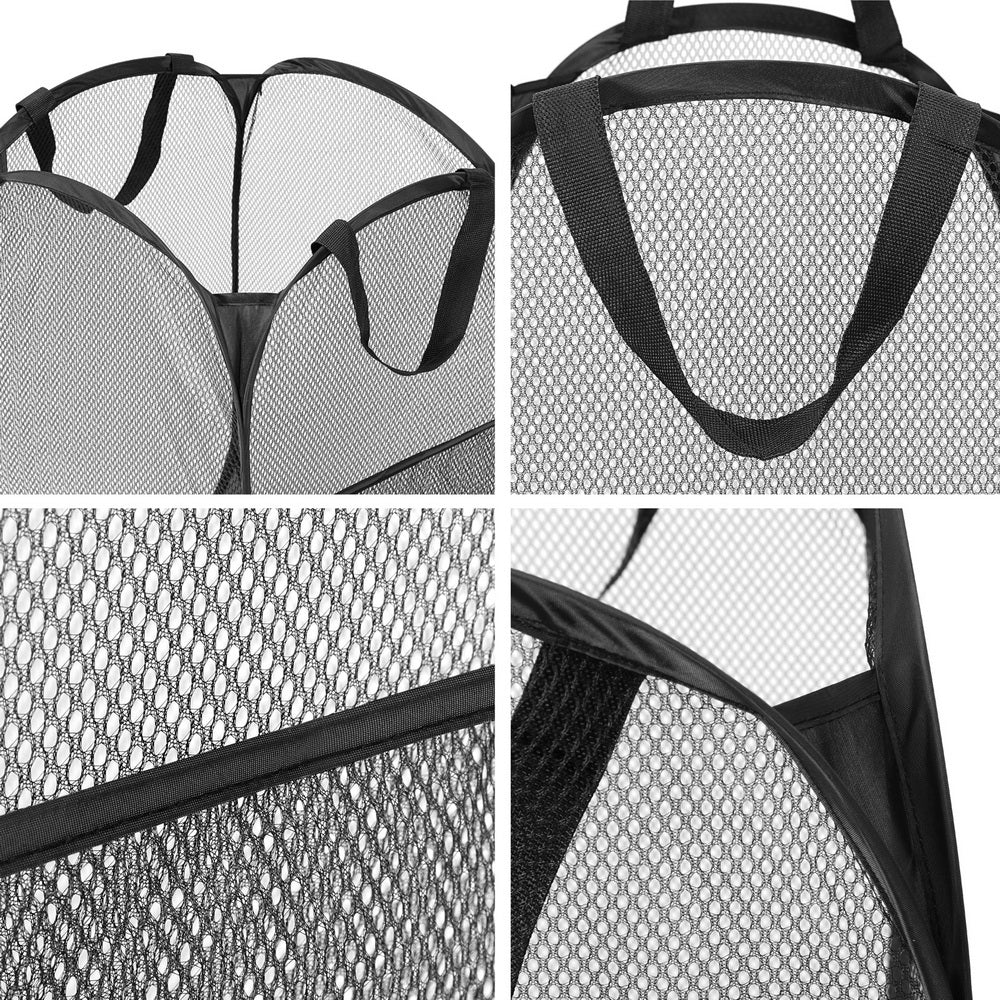Ottomans & Footstools: Artiss 2X Laundry Basket Hamper Foldable Black
