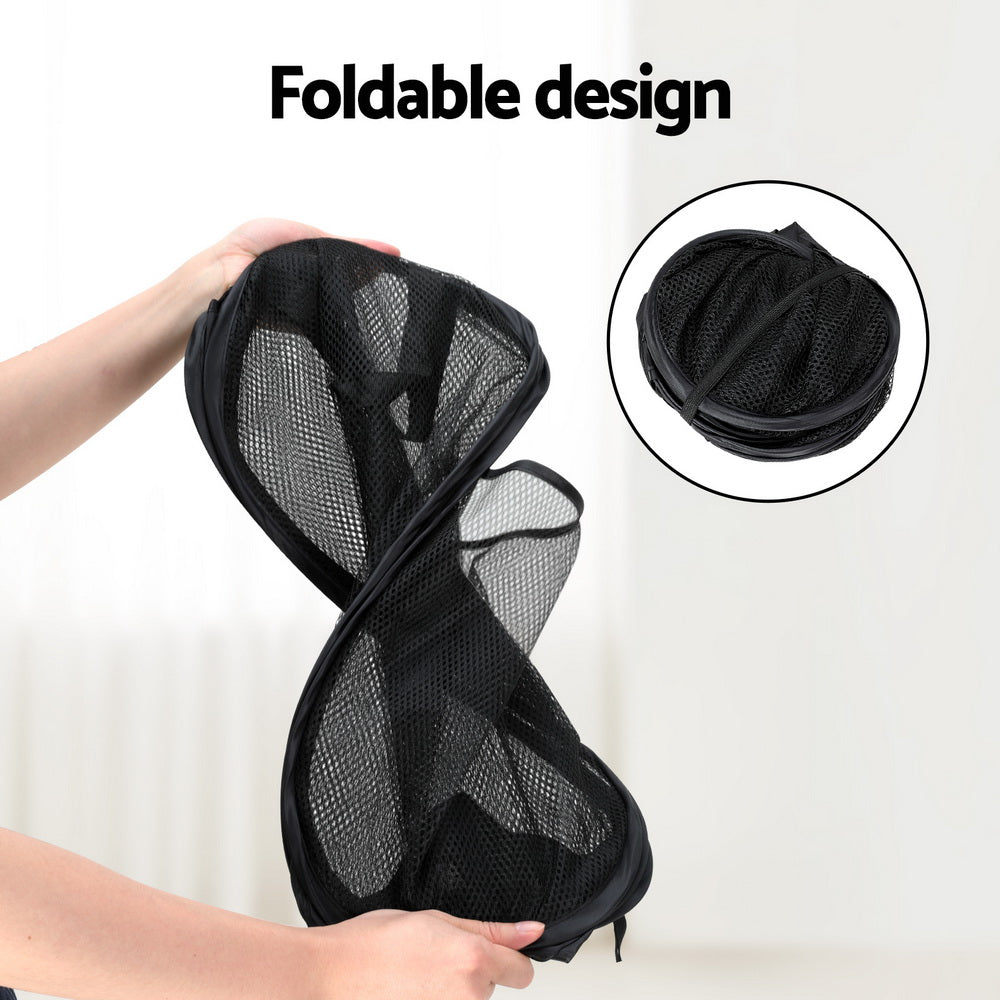 Ottomans & Footstools: Artiss 2X Laundry Basket Hamper Foldable Black