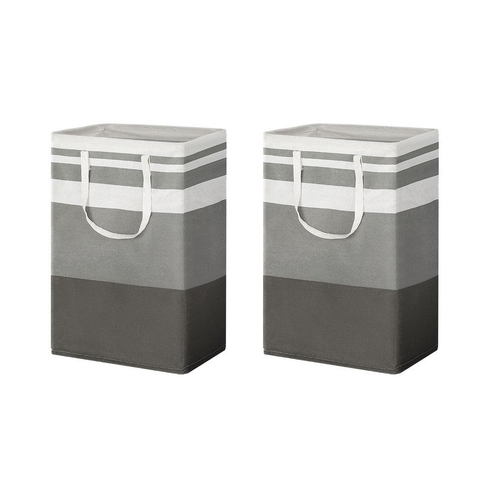 Ottomans & Footstools: Artiss 2X Laundry Basket Hamper Foldable White Grey