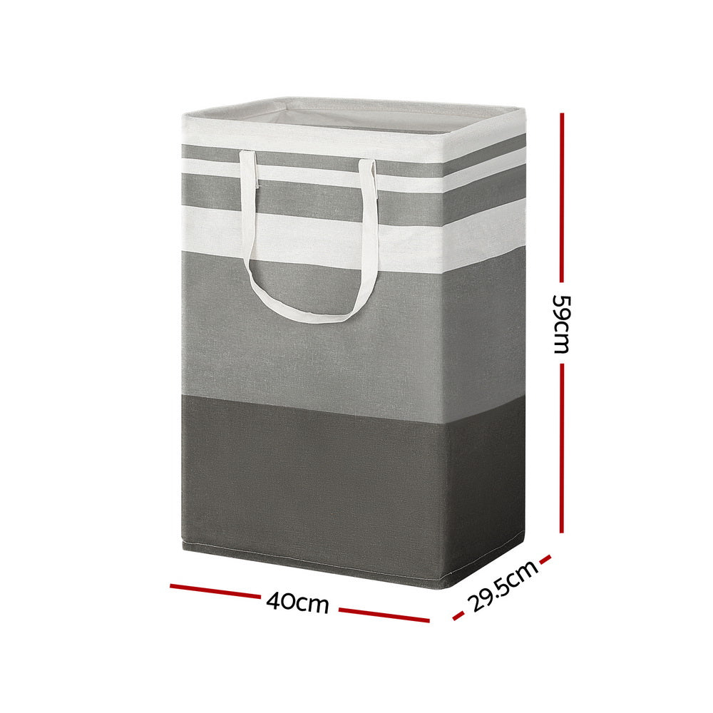 Ottomans & Footstools: Artiss 2X Laundry Basket Hamper Foldable White Grey