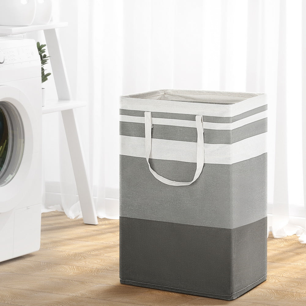 Ottomans & Footstools: Artiss 2X Laundry Basket Hamper Foldable White Grey